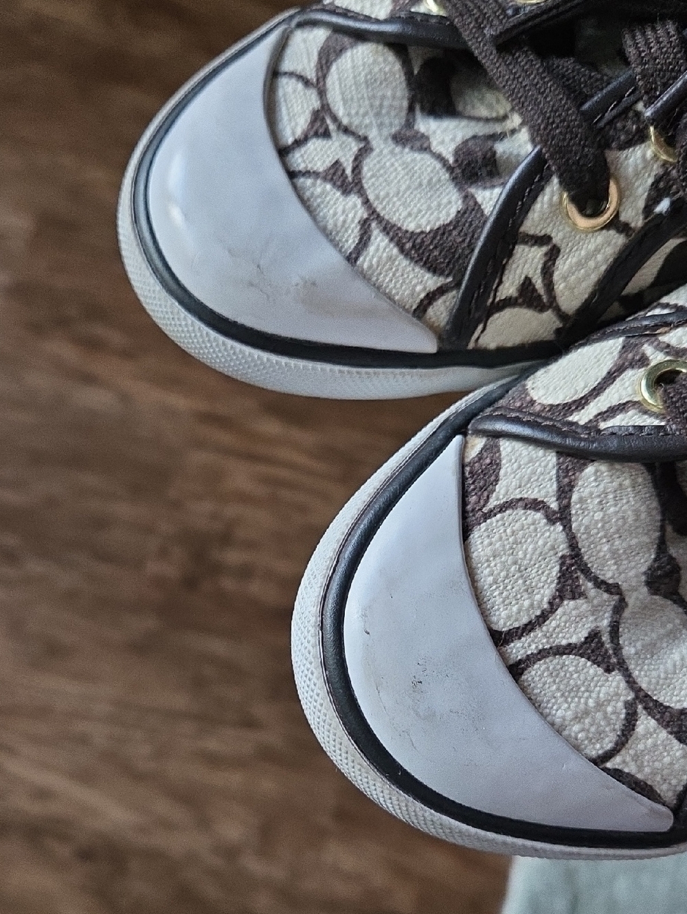 Coach Brown & Ivory Barrett Canvas Signature Sneakers Size 7.5 B - Picture 10 of 15